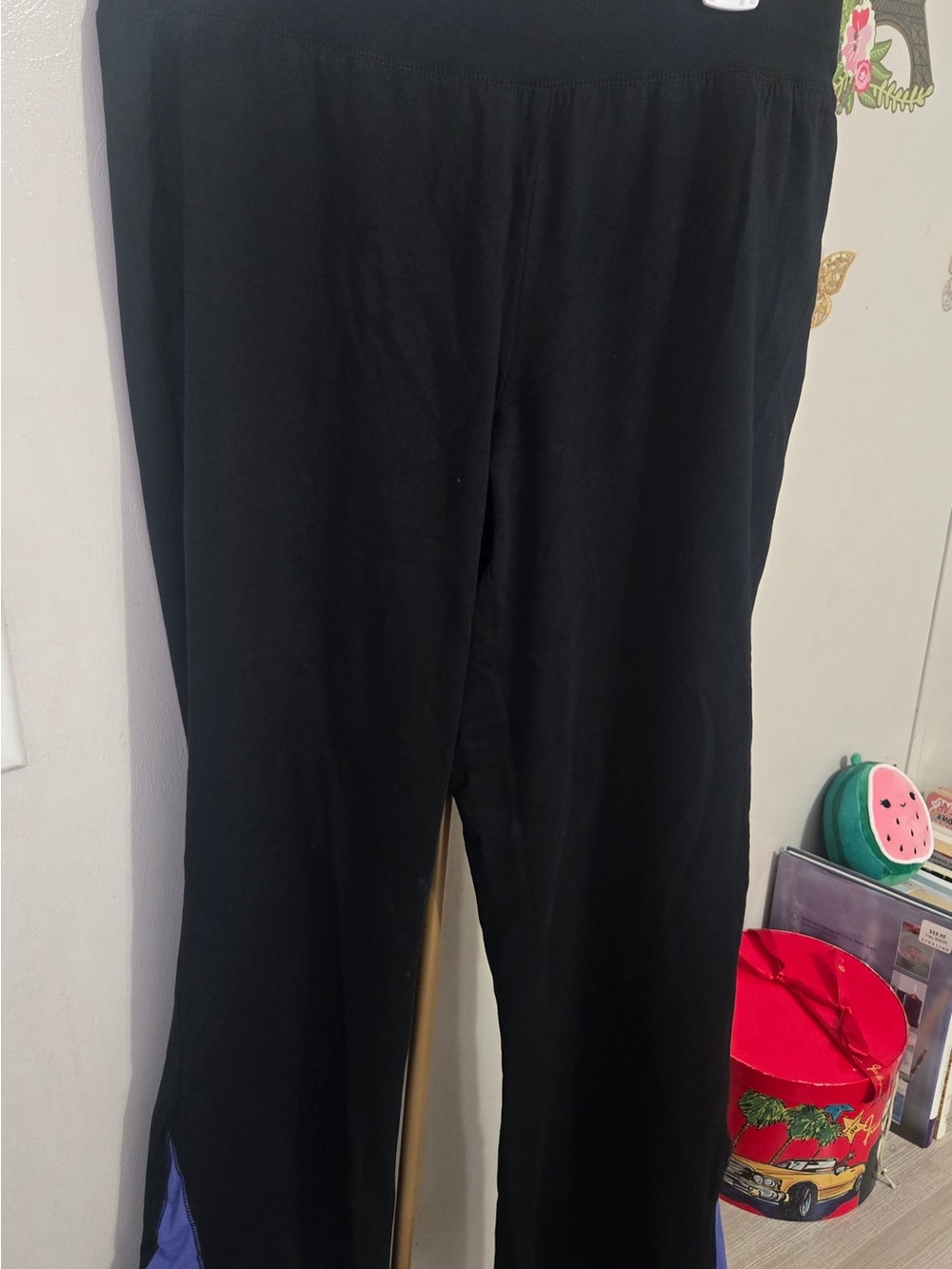 Black Straight-Leg Pants with Accent Panels